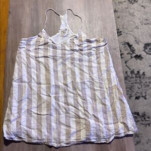 Style Rack White and Tan Striped Tank Top